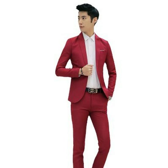 Herren Koreanischer Stil Slim Fit 2-teiliger Anzug: 2017 Frühling/Herbst Lässiges Arbeitsjacken-Set