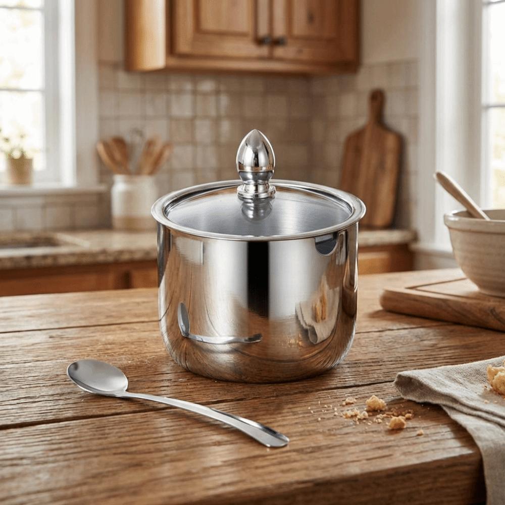 Wide-mouth Kitchen Condiment Pots with Soup Spoon Condiment Container Spice Jar Dining Table