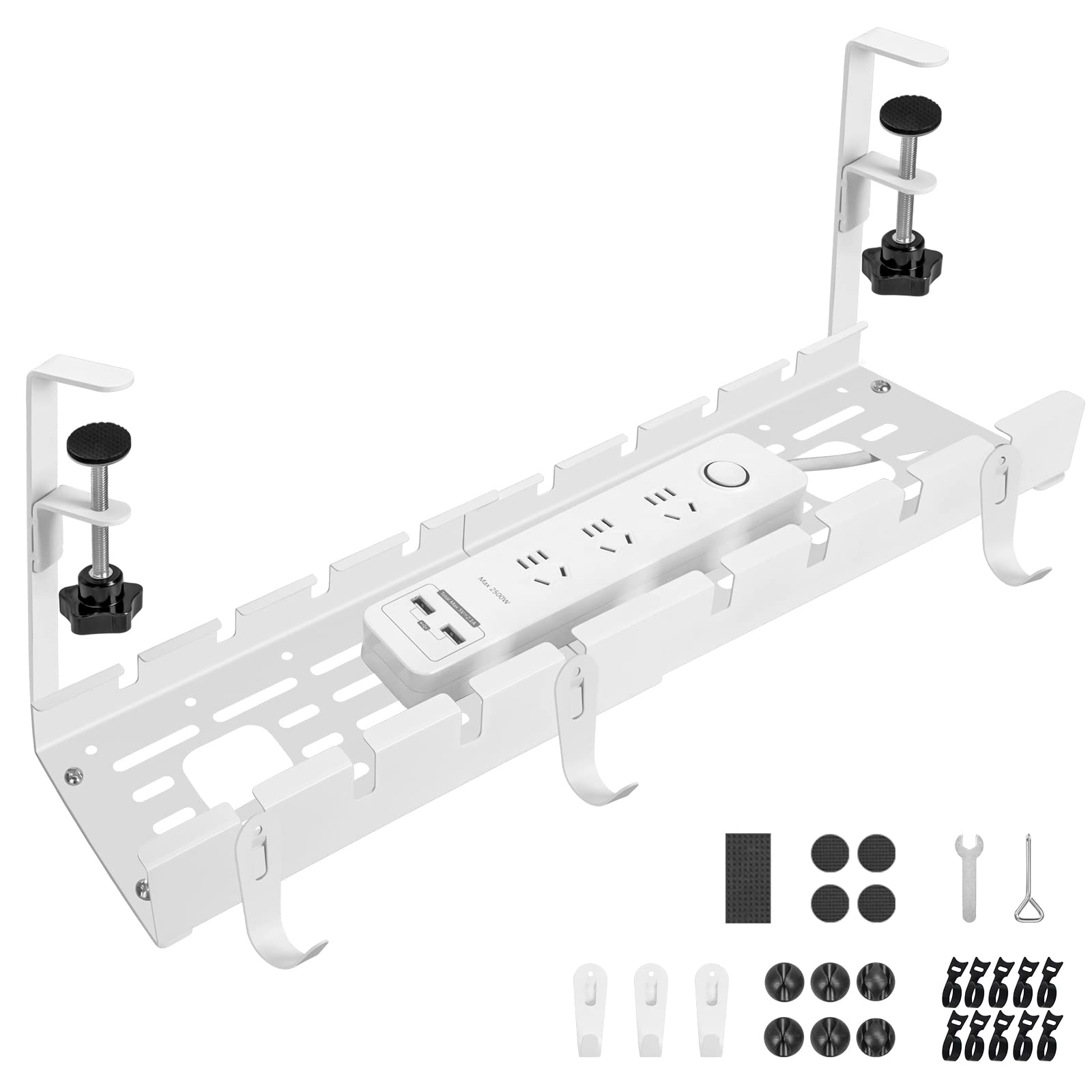 

IMILLET Cable Tray [Extendable Width 28.5-55cm] 20kg Weight Capacity, Cable Concealment, Cable Tray, Under-Desk Cable Management, No Drilling