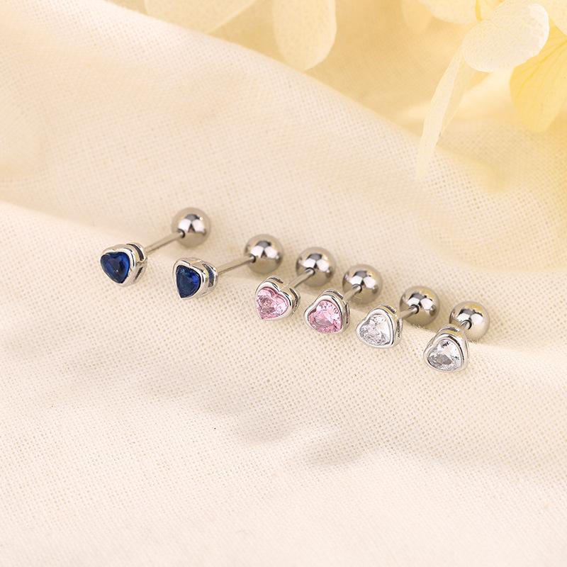 Minimalist Tiny Heart Cartilage Earring Screw Back Studs Small Delicate Jewelry For Women