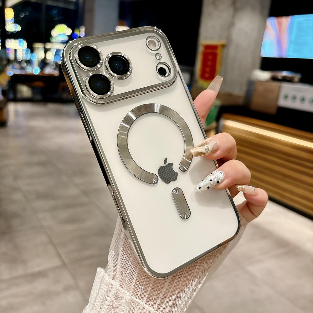 KEYSION Magnetic Plating Case for MagSafe for iPhone 17 Pro Max 17Air Transparent TPU Shockproof Phone Cover With Lens Protector
