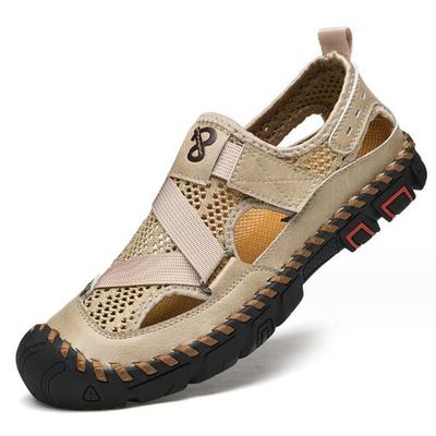 Men Sandals High Quality Casual Water Trekking Mesh Genuine Leather Non-slip Beach Breathable Summer Outdoor Hiking Shoes Soft