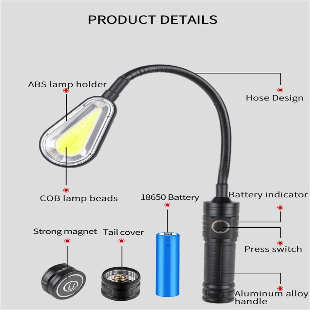 Xhp50 Mini Led Work Lights 200lm 2 Modes Zoomable Type-c Rechargeable Super Bright Flexable Bending Lamp