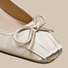 Rhinestone Square Head Fairy Wind Bow Rhinestone One-word Strap High Heels Women's Thick Heel Single Shoes Middle Heel Mary Jane Girl