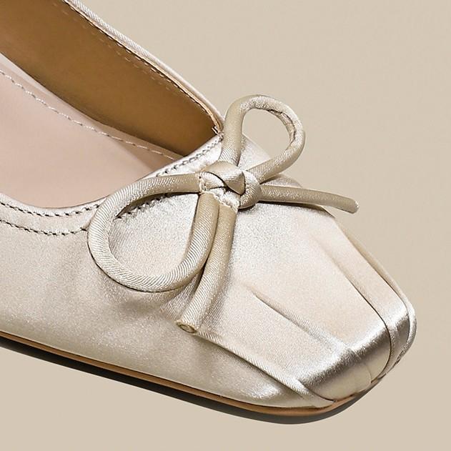 Rhinestone Square Head Fairy Wind Bow Rhinestone One-word Strap High Heels Women's Thick Heel Single Shoes Middle Heel Mary Jane Girl