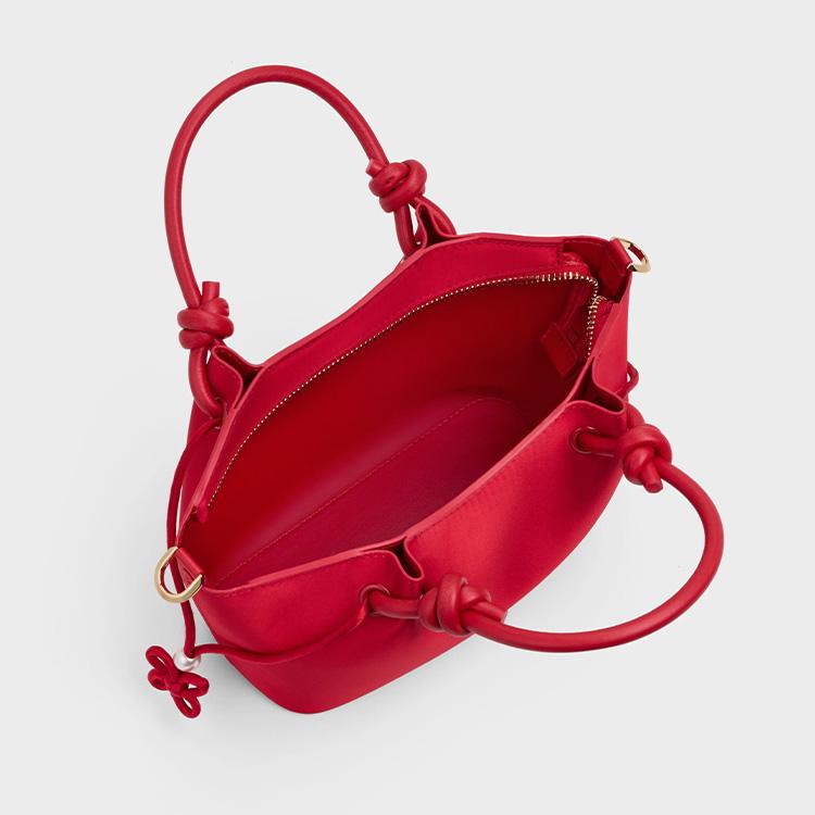 Charles & Keith Small CK 26 Knot Tote Bag Fabric Handbag Women tote bags Red Butter CK2-30782804-A