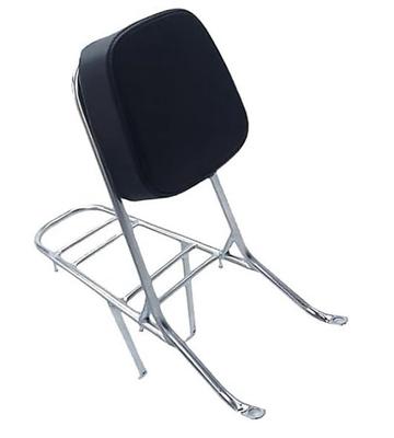 Compatible Honda Joker 50/90cc Sissy Bar with Rear Carrier and Backrest, Chrome, Universal Motorcycle Custom Parts, Aftermarket Parts