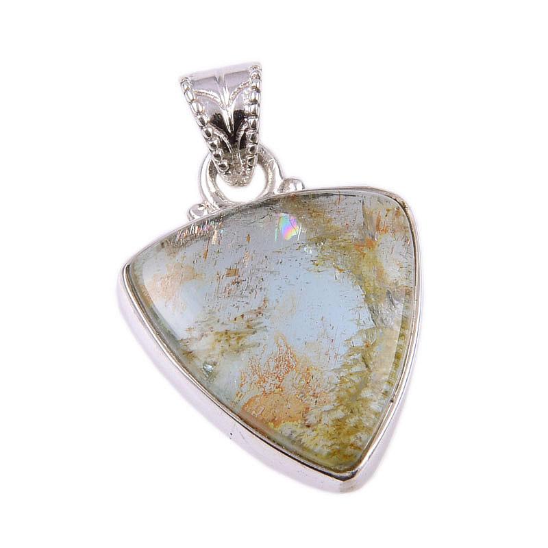 Natural Aquamarine Gemstone 925 Solid Sterling Silver Jewelry Pendant 1.25" p3H11