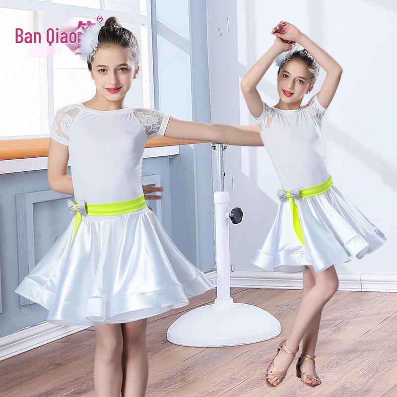 Kids Girls' Lace Swing Skirt Latin Dance Costume for Performance and Practice