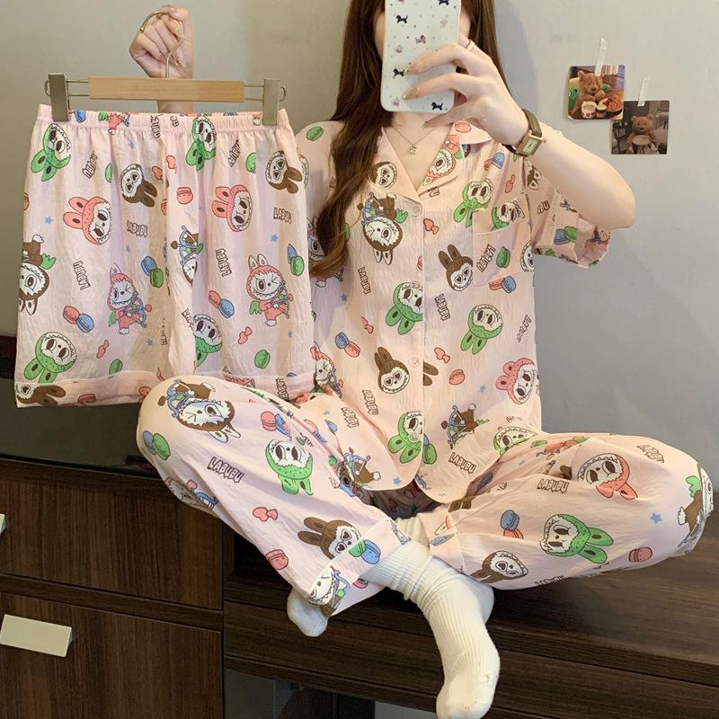 Cloud Cotton Three-Piece Summer Cute Fresh Puppy Short-Sleeved Loose Loungewear Can Be Worn Outside