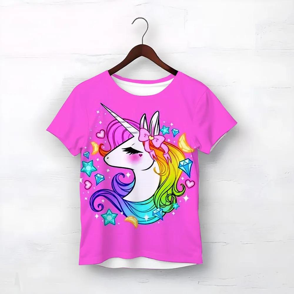 Vysoce kvalitní tričko Smile Unicorn Růžová trička pro dívky Léto 2025 Dětské oblečení Nejlepší dárek k narozeninám pro miminko Dětské topy