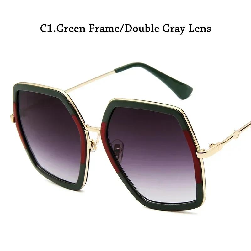 Women's Oversize Retro Square Sunglasses ladies Red Green Sun Glasses Brand Designer High Quality Shades Oculos Femme