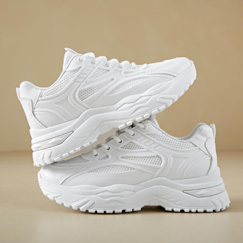 Tênis Branco Feminino Tênis Chunky de Couro Sapatos Esportivos Femininos Sapatos de Tênis Vulcanizados de Sola Grossa Sapatos de Plataforma Basket