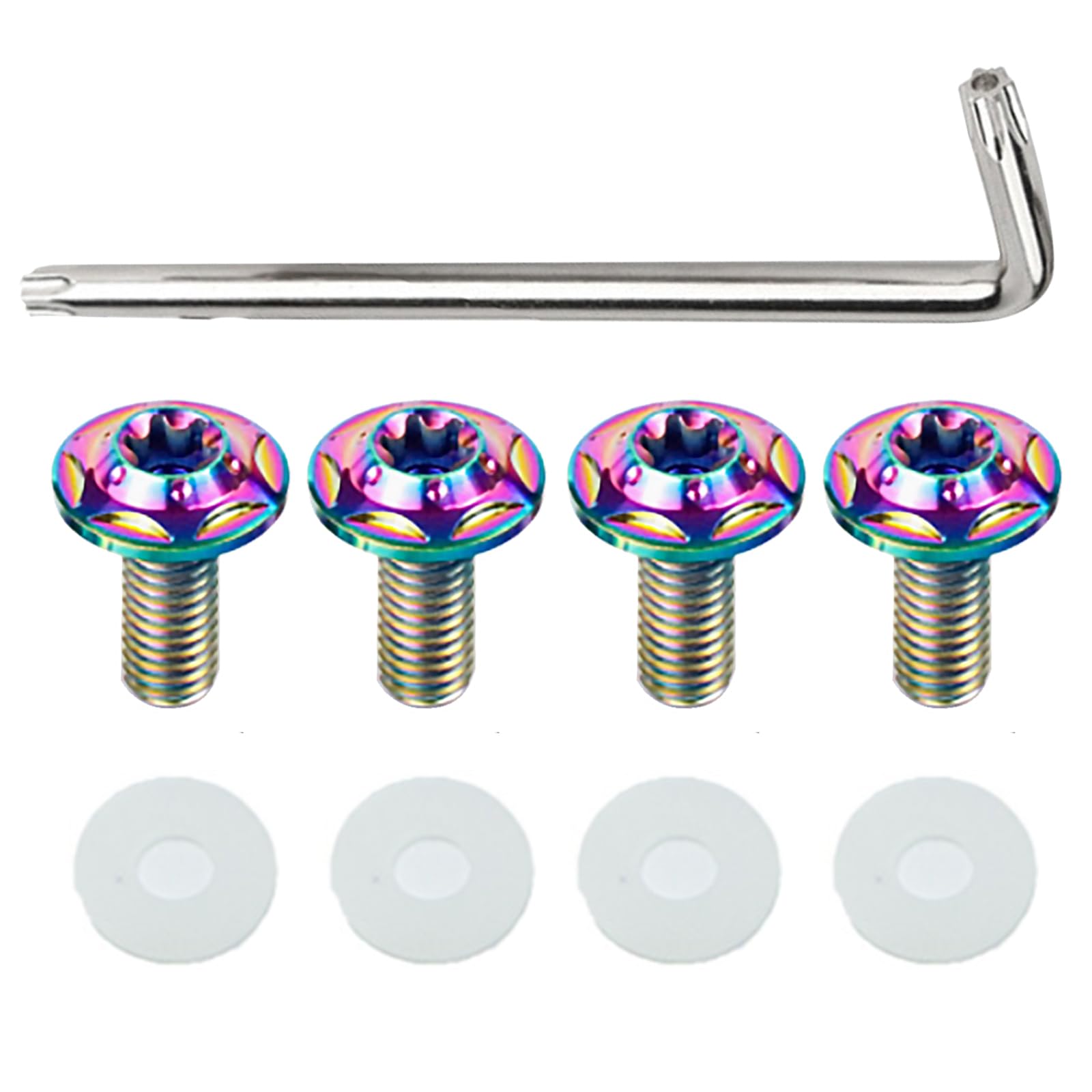 

YUWENW Car License Plate Bolts Titanium M6 Anti-Theft Screws License Plate Frame Titanium Alloy Set of 4 (Rainbow)