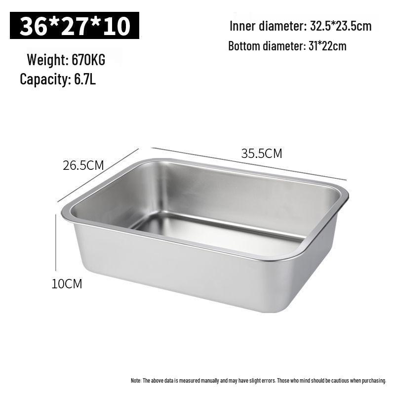 304 Stainless Steel Extra Large Deep Rectangular Self-Service Food Basin with Lid