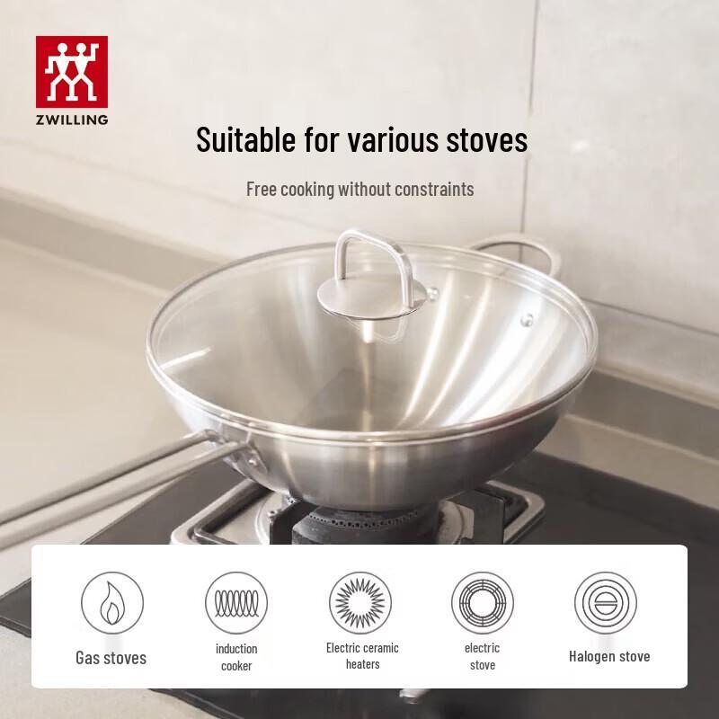 

ZWILLING NovaPlu 32cm Stainless Steel Flat-Bottom Wok