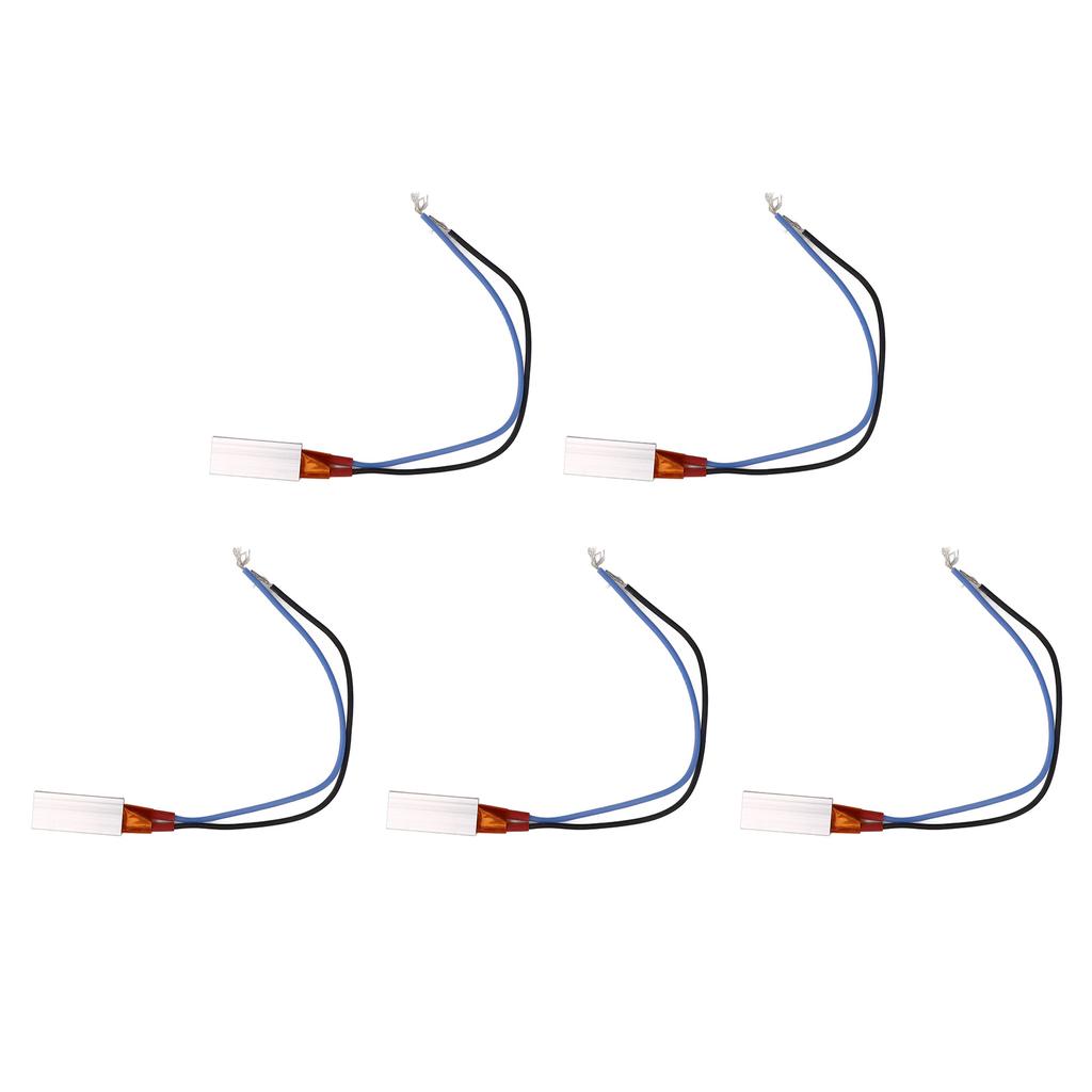 5Pcs PTC Heating Element Constant Temperature Aluminium Shell Thermostat Heater Plate 220V 170 celsius  Blue Black Cable