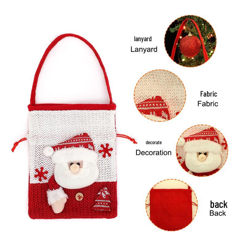 Christmas Candy Bags with Santa Claus Design, Imitation Linen Gift Bags for Holiday Decor