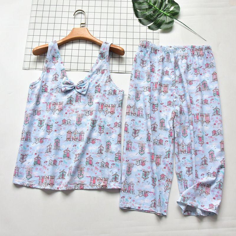 

European and American Order Ladies Bow Summer Bra Top Light Blue L