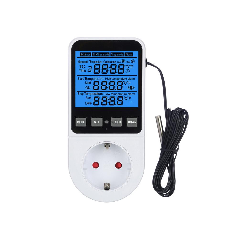 Цифровой контроллер температуры Розетка Контроллер температуры день/ночь Розетка Вилка ЕС Термостатический выключатель Контроллер температуры с датчиками-зондами EU