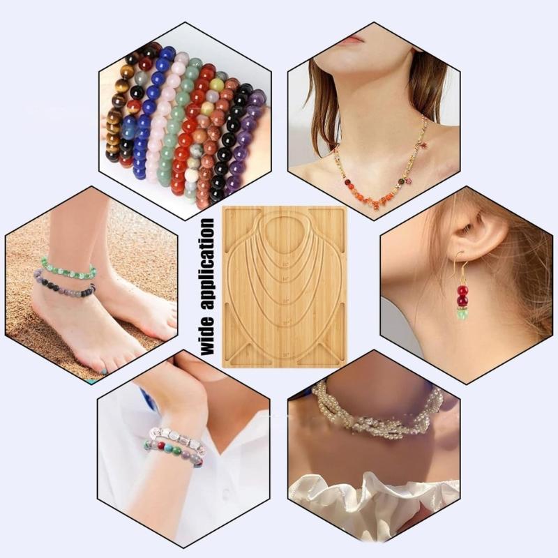 Wood Bead Designs Board Jewelry Crafting Tool Jewelry Beading Tray for Necklace Bracelet Jewelry Making for Enthusiasts