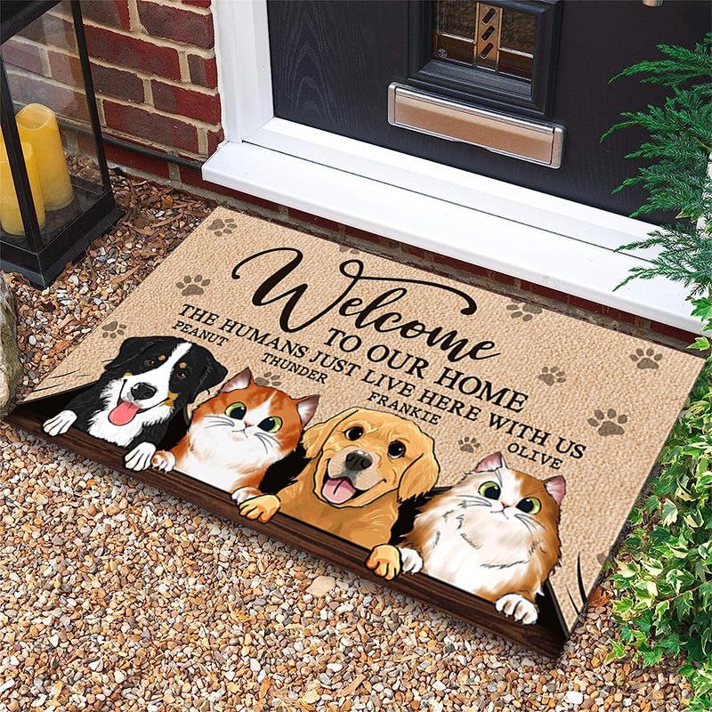 Welcome Entrance Door Mat Fun Cute Pet Pattern Carpet Living Room Dining Room Bathroom Decoration Rug Home Decoration
