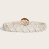 Cotton Retro Linen Belt Women Handmade Woven Waistband Round Wooden Buckle Dress