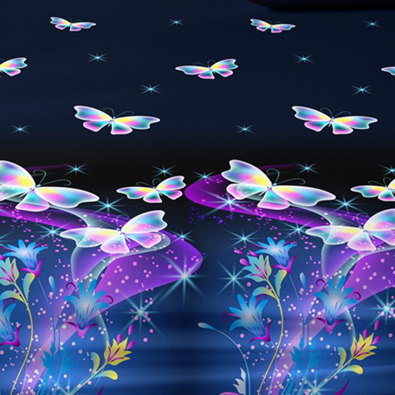 Piece 1 Of Butterfly Psychedelic Patterned Frosted Bedsheet, Bedroom Printed Bedspread, Bedding Excluding Pillowcases