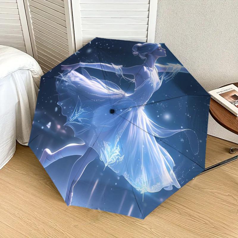 1pc Ice Princess in Winter Wonderland Umbrella with Plastic Handle,Suitable for All Seasons Home Travel Outdoor UmbrellaDD068