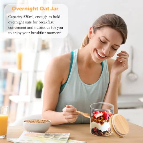 Glass Storage Container Tins with Airtight Lids and Spoons, Vacuum Food Storage Tins, Overnight Oats Canisters, Household Kitchen Tins for Coffee Bean