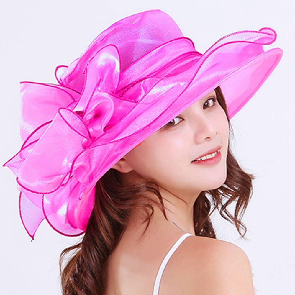 Travel Organza Mesh Hat Flower Beach Cap Elegant Bridal Wedding Hat  for Women