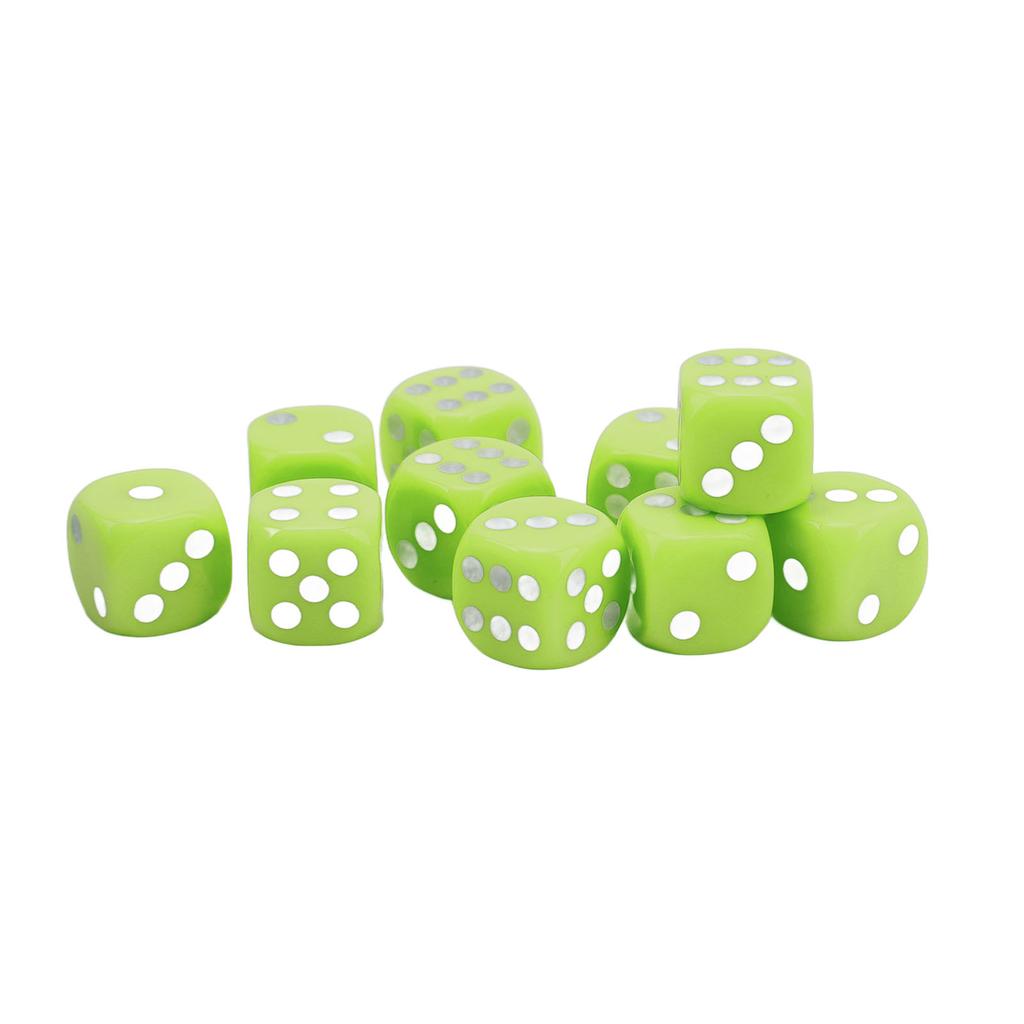 30PCS Dice Set 16MM Plastic 6 Sided Round Corners Dice Cubes for Table Games Board Games Light Green