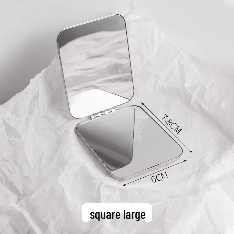 Portable Stainless Steel Double-Sided Makeup Mirror - Compact, Foldable & Ideal for Dorms