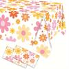 3pcs Boho Daisy Tablecloths - Vintage Hippie Floral Disposable Covers, 54x108 Inches, Perfect for 70s Birthday Parties, Baptisms & Weddings