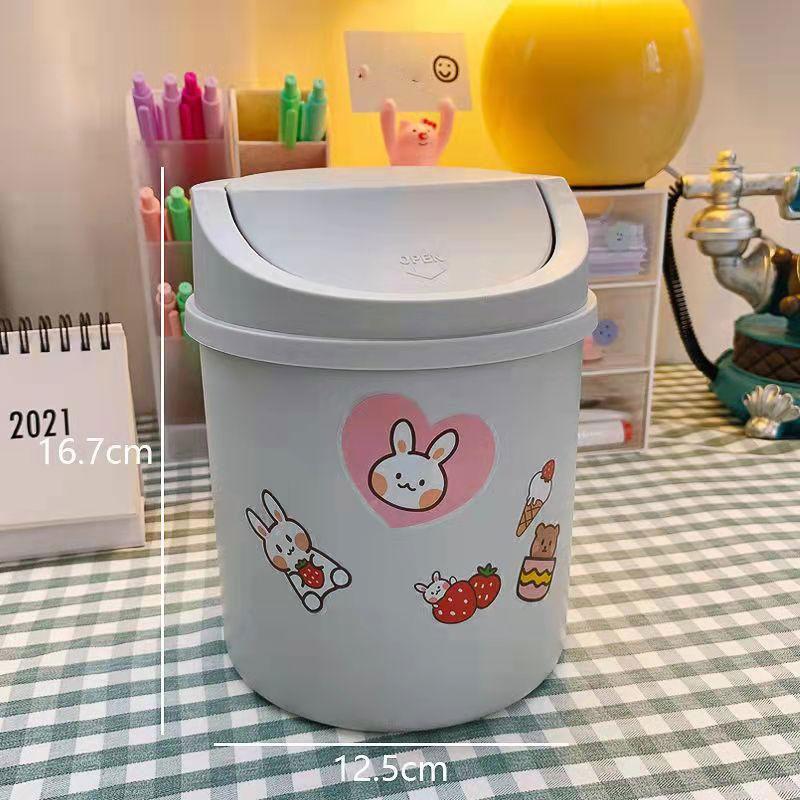 Desktop Trash Can Cute Net Red Mini Girl Ins Covered Small Office Home Simple Nordic Storage Box To Send Sticker Pen Holder Storage Waste Bin