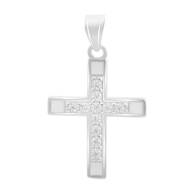 Silver Cross with Cubic Zirconia, Enamel (2192961)