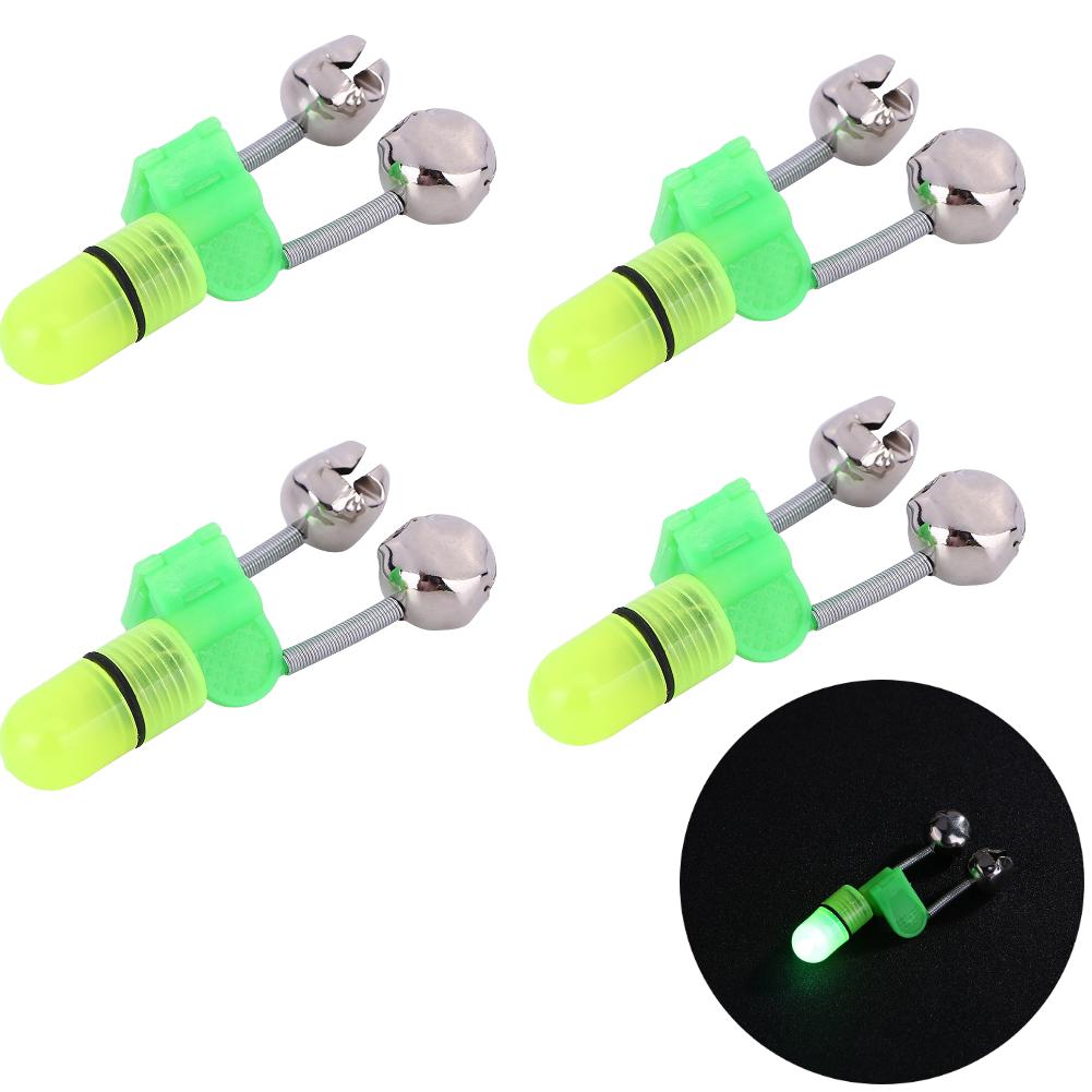 1-10pcs Night Fishing Rod Bite Bait Alarm Light with Twin Bells Ring Fishing Bite Alarm Indicator Carp Fishing Accessories