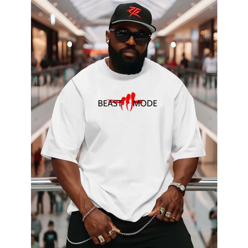European Size BEAST MODE 2025 Summer Outdoor Sports and Leisure Short-sleeved T-shirts. Men's Latest Trendy Fashion Printed Large Size T-shirts
