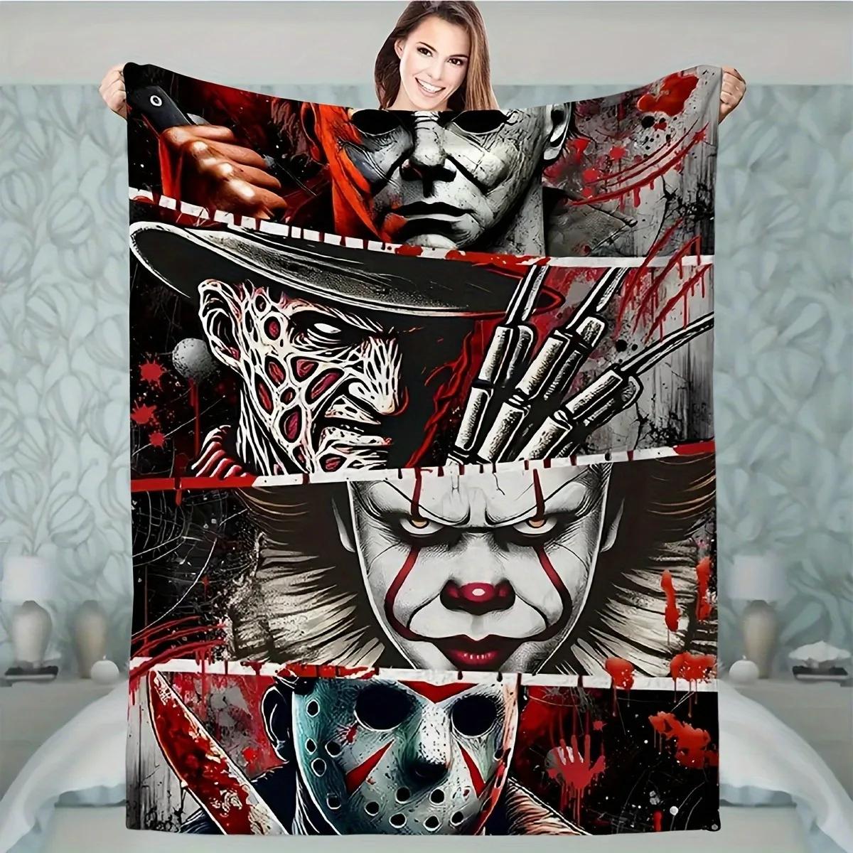 Horror Movie Iconic Character Fran Velvet Blanket for Halloween Living Room Decor Soft Warm Nap Throw 100cmx150cm