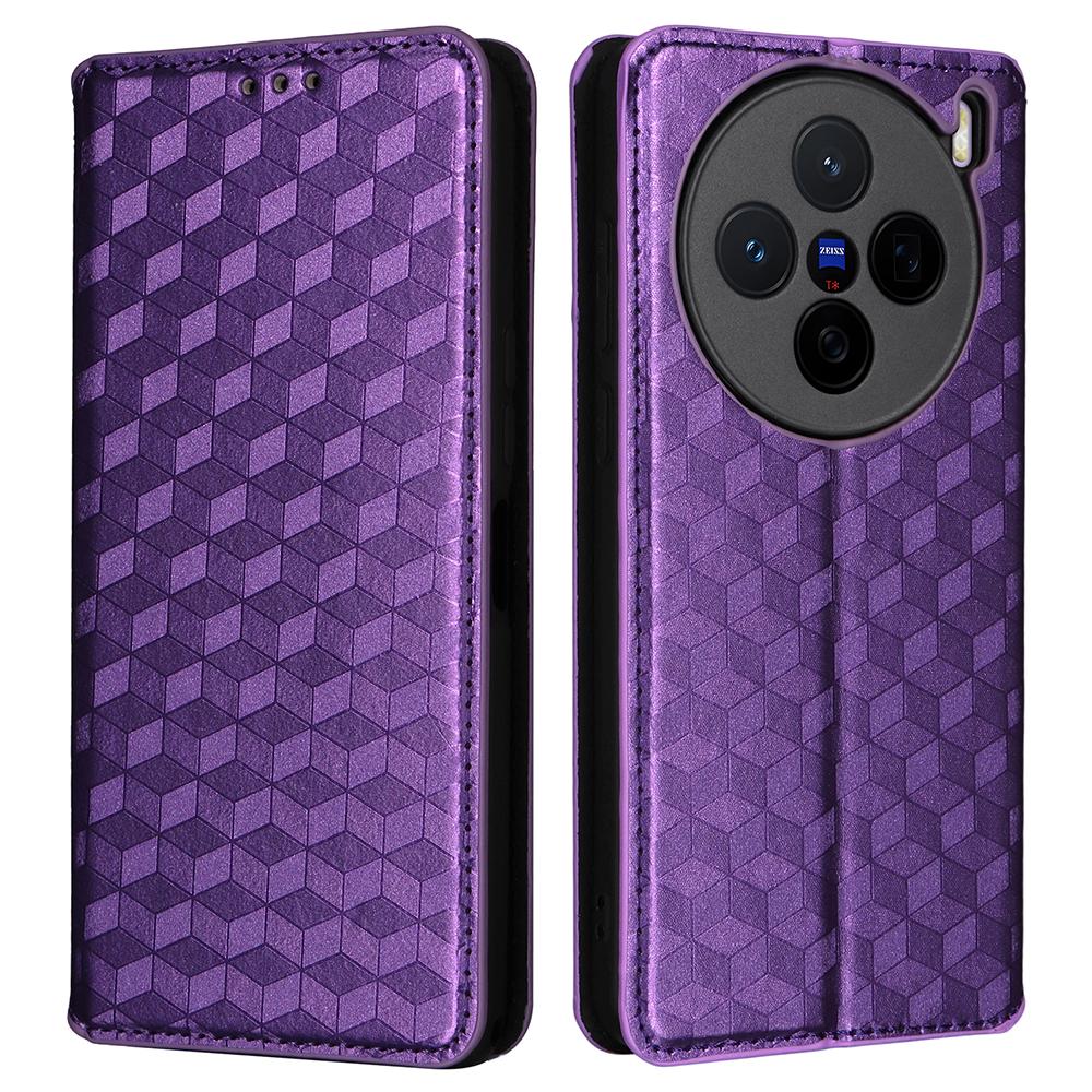 Leather Case for Vivo X200s 5G Wallet Rhombus Imprinted Phone Cover