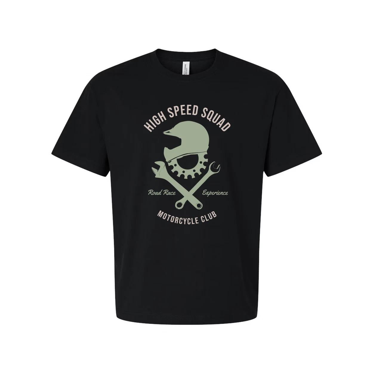 

High Speed Squad Motorcycle Club Graphic Tee With Helmet Icon And Crossing Wrenc 4XL