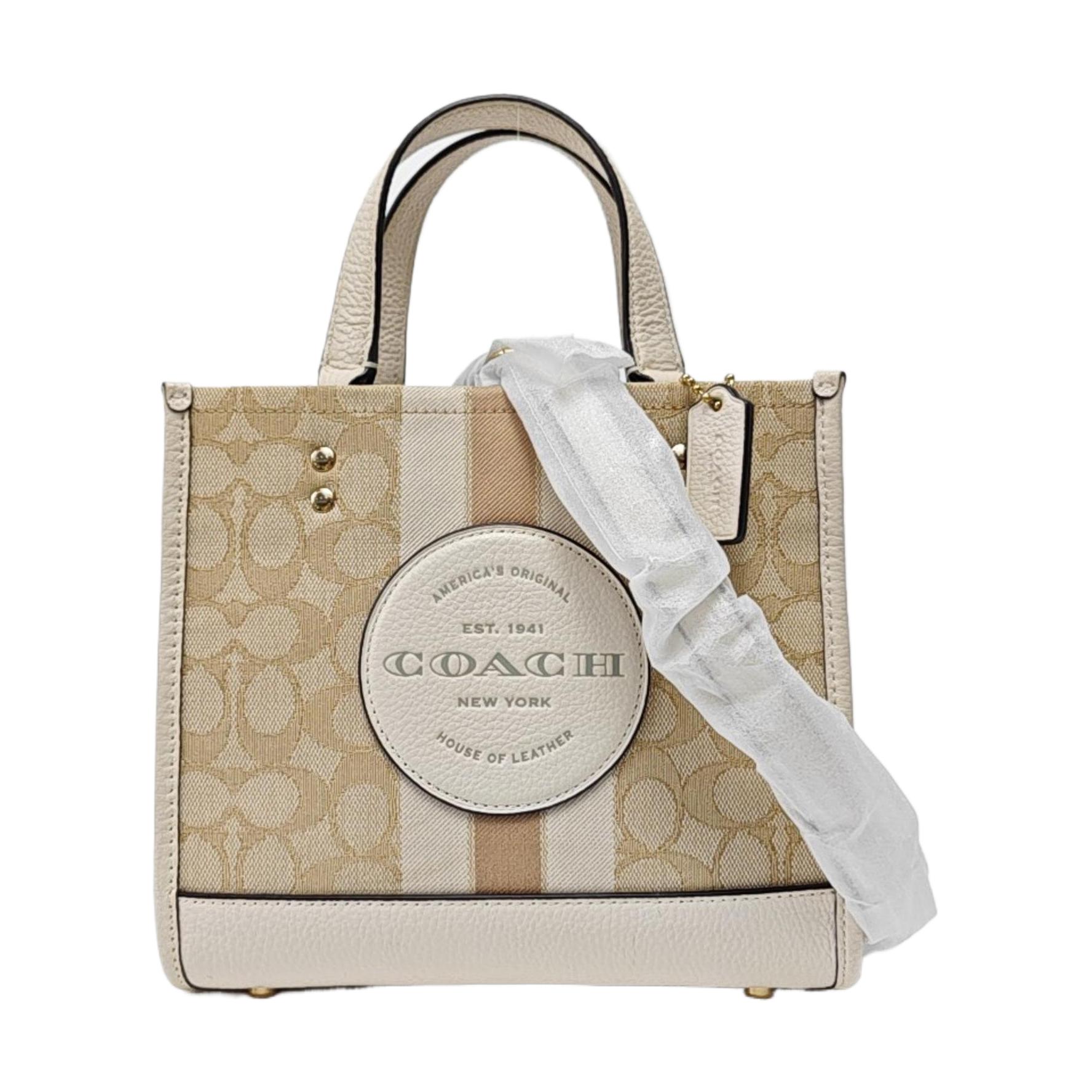 [Pre-Owned] Dempsey 22 Monogram Stripe Logo Accent Fabric And Leather Tote Bag - Excellent #11JOEB6 ONE SIZE