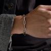 Stylish Paperclip Chain Bracelet for Men Women,Stainless Steel Rectangle Chain Bracelet Gift,Gold/Silver/Black/Grey Color