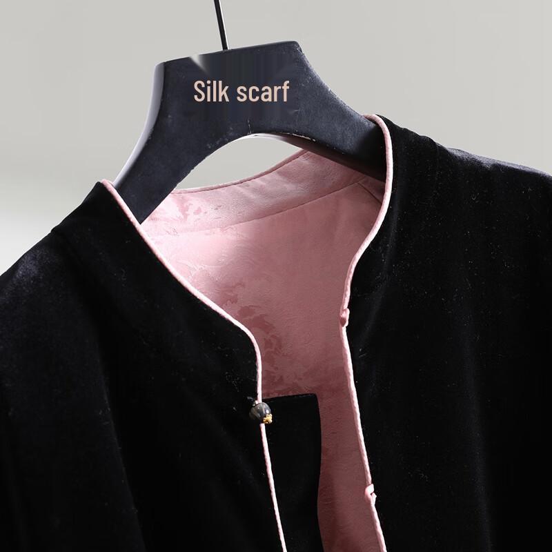 Women's New Chinese Style Embroidered Color Block Loose Fit Jacket