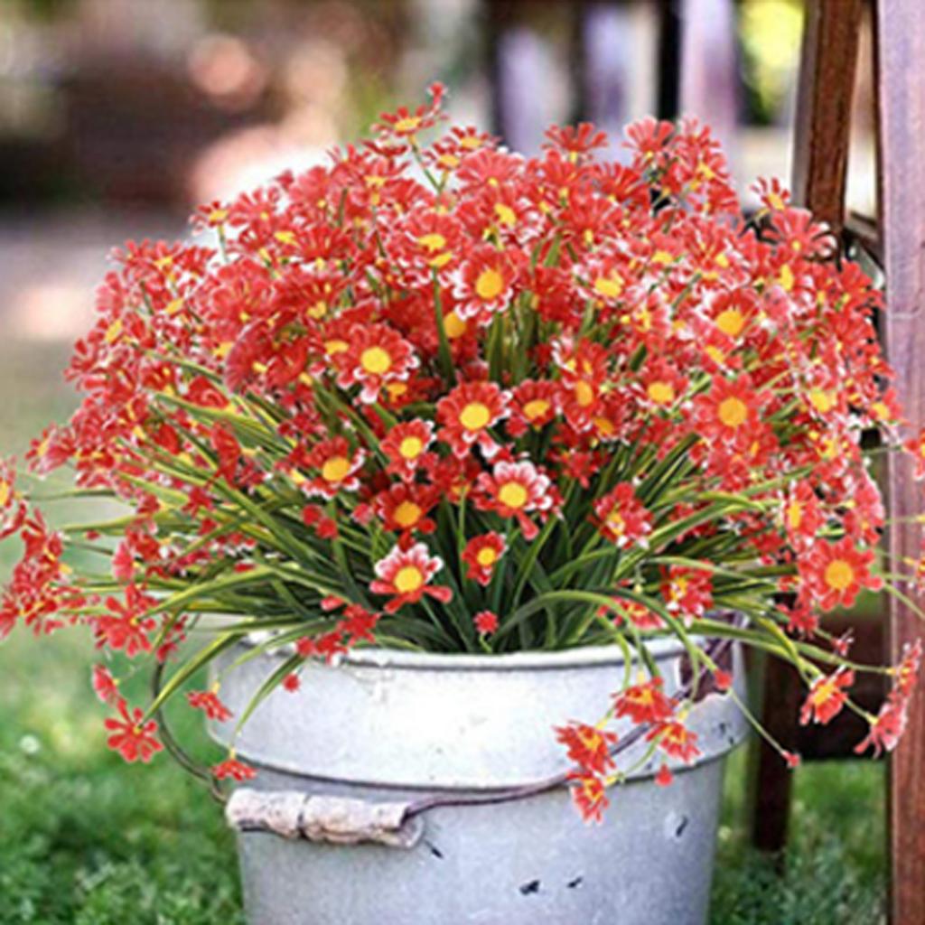 Artificial Daisy Flowers Decor UV-Resistant No Fading Non-Peeling for Gardening Patio Balcony Terrace