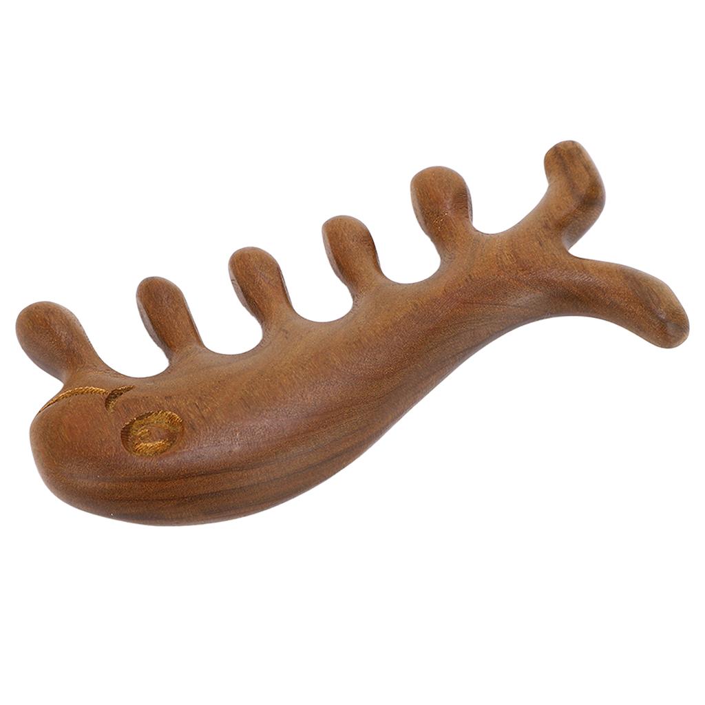 Sandelholz Kamm mit breiten Zinken zur Kopfhautmassage und zum Schaben Tierförmiger Gua Sha Kamm für Nacken, Rücken, Arme