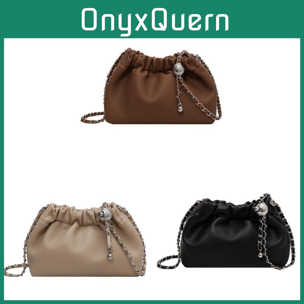 French Small Designer Folded Water Bucket Bag With Chain For Daily Casual Use
