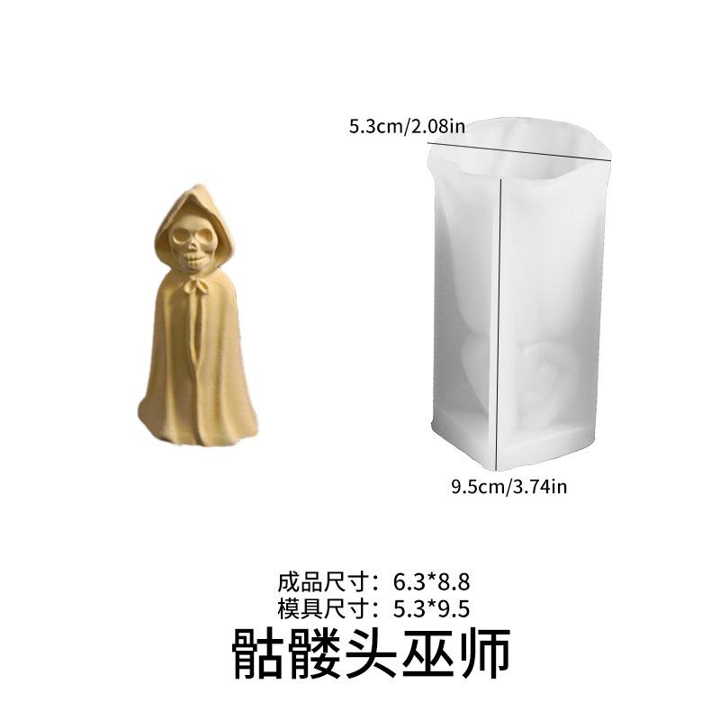 

Halloween Ghost Silicone Candle Mold Doll Shape Resin DIY Skull Wizard Candlestick Plaster Gothic Decor