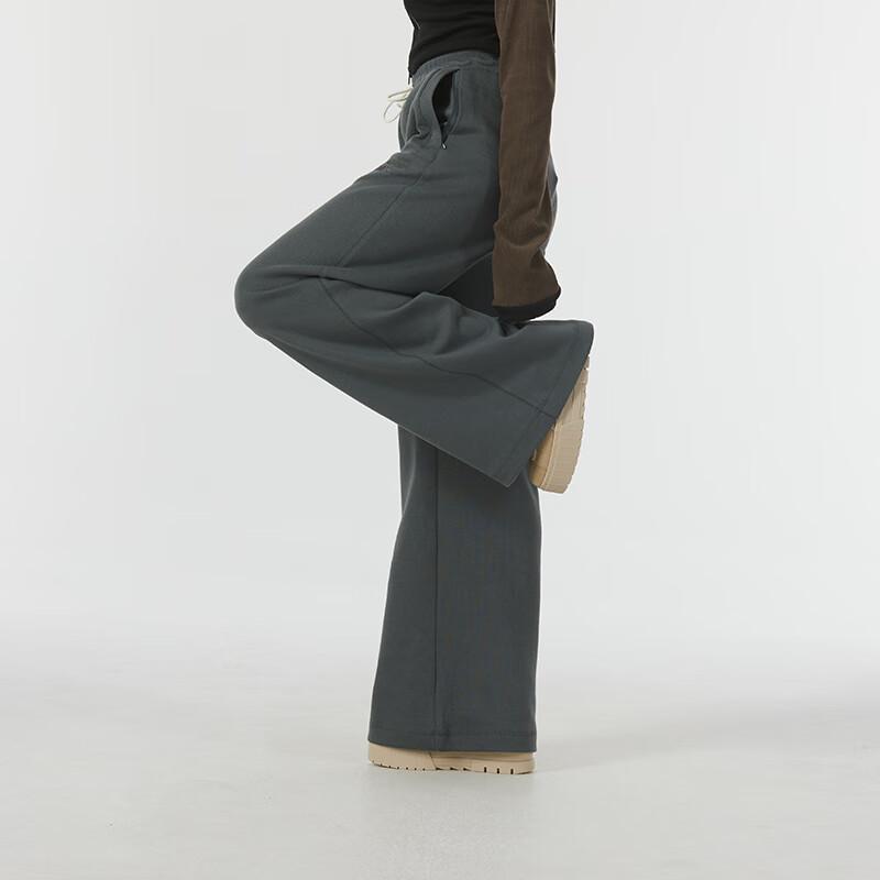 Puma Letter Embroidery Loose Wide Leg Running Training Fitness Knitted Sports Pants Women Pants Dark-Gray 626045-80