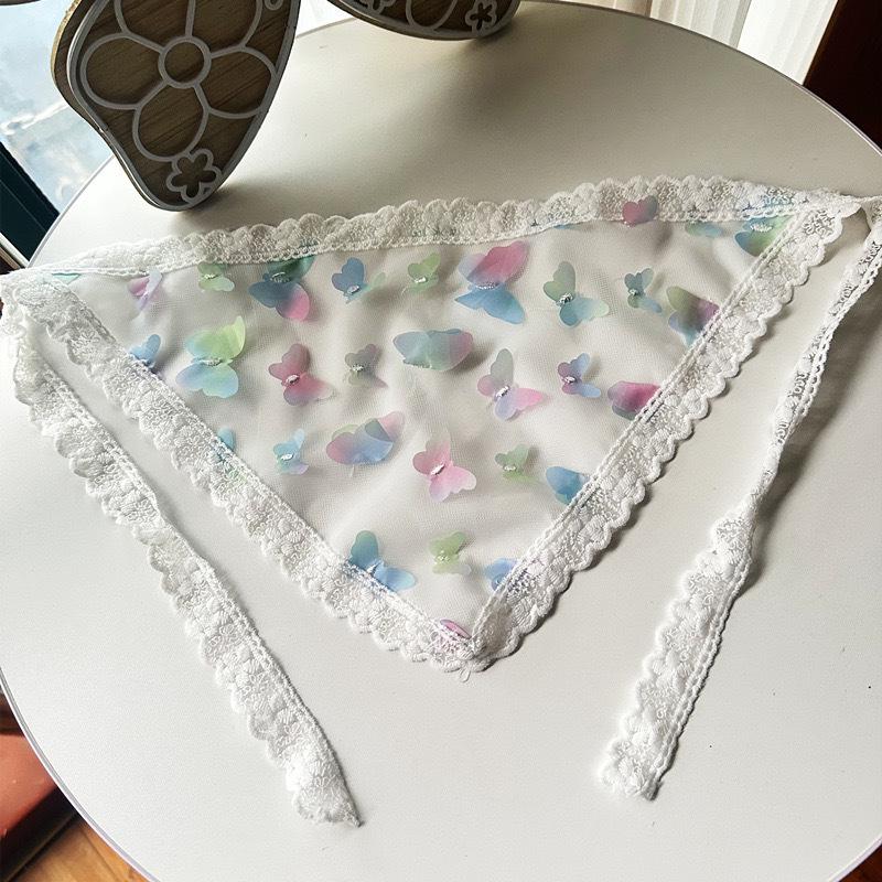 Retro Girly French Lace Triangle Scarf: Versatile Summer Headscarf & Photo Prop